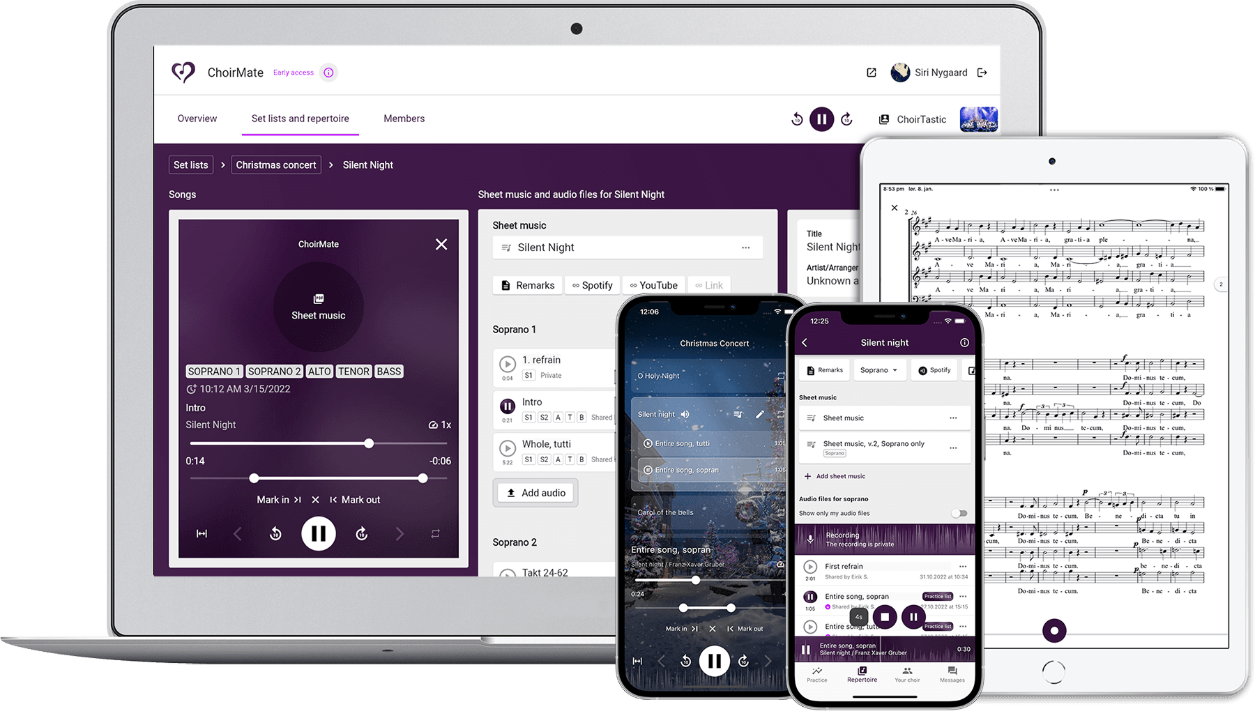 ChoirMate auf mehreren Geräten