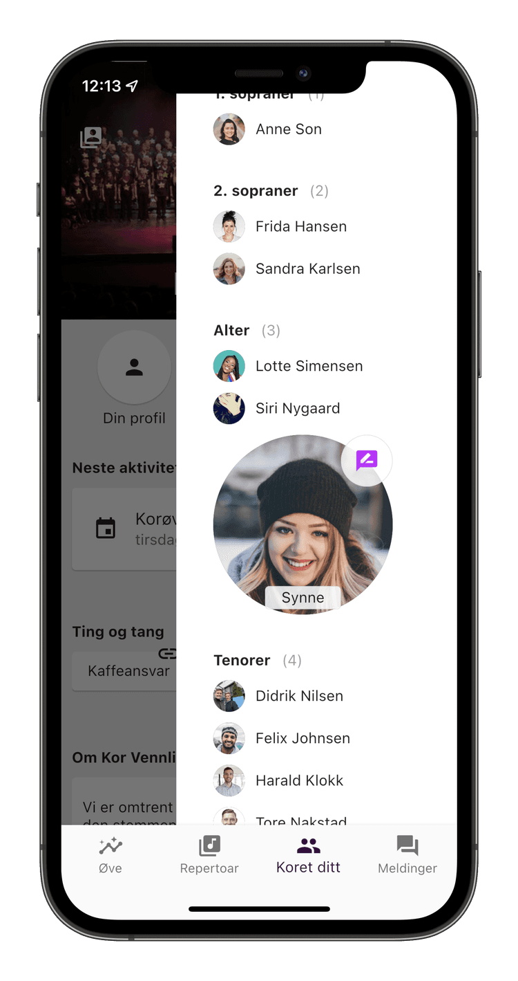 Mitgliederliste in ChoirMate